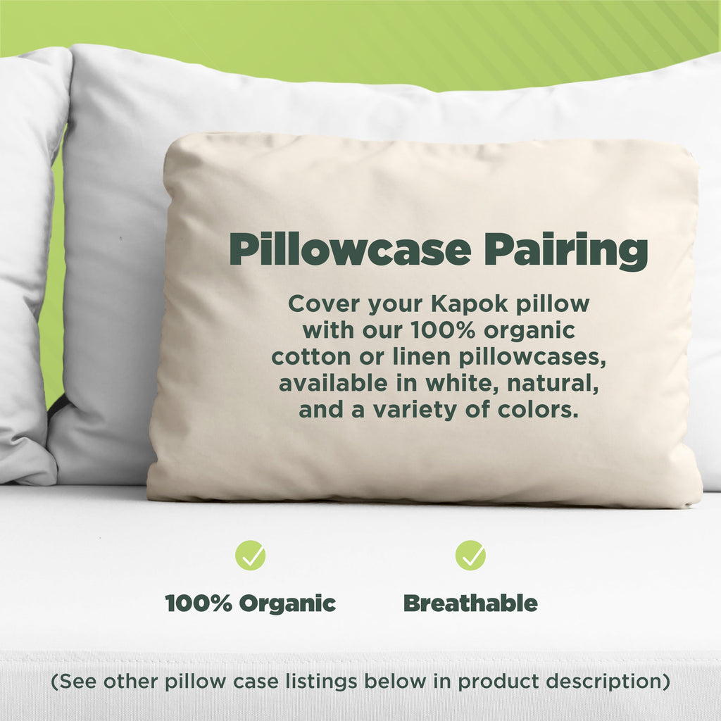 Decorative Plump Kapok 20x26" Standard Bed Pillow – Organic Cotton Fabric Soft Sleeping Pillow - Made in USA - Hotel Quality Plush Sleeping Pillows Detail