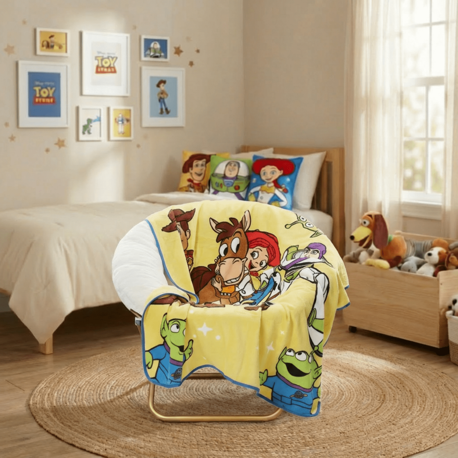 Super Soft Flannel Space Kids Throw Blanket, Soft Coral Fleece, Yellow, 46" x 60" - Cozy Fleece Throw Blanket for Couch & Bed Detail