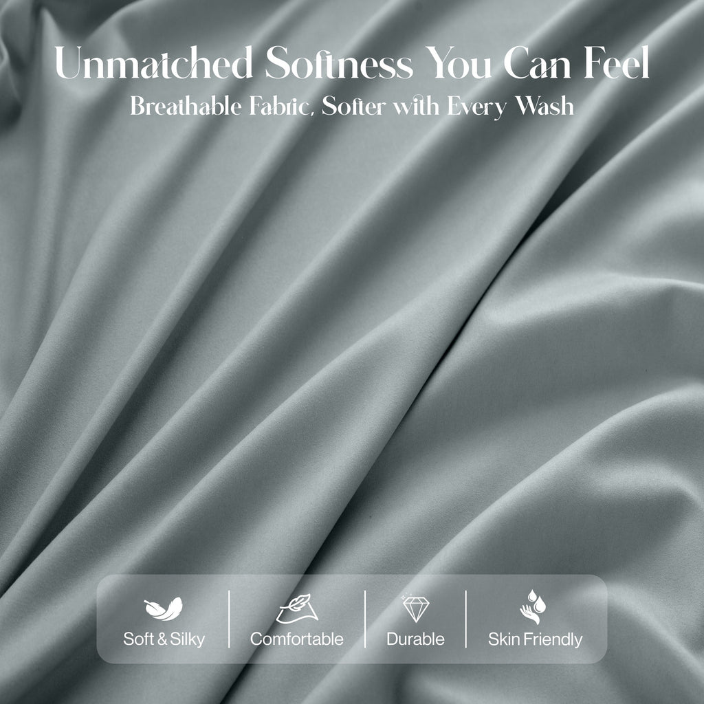 Breathable Luxury Bed Sheets - 6 Piece Ultra-Soft Microfiber Sheets Set, Deep Pocket Fitted Sheet, Flat Sheet & 4 Pillowcases, Breathab... - Cooling Hotel Quality Bedding Sheets and Pillowcases Detail