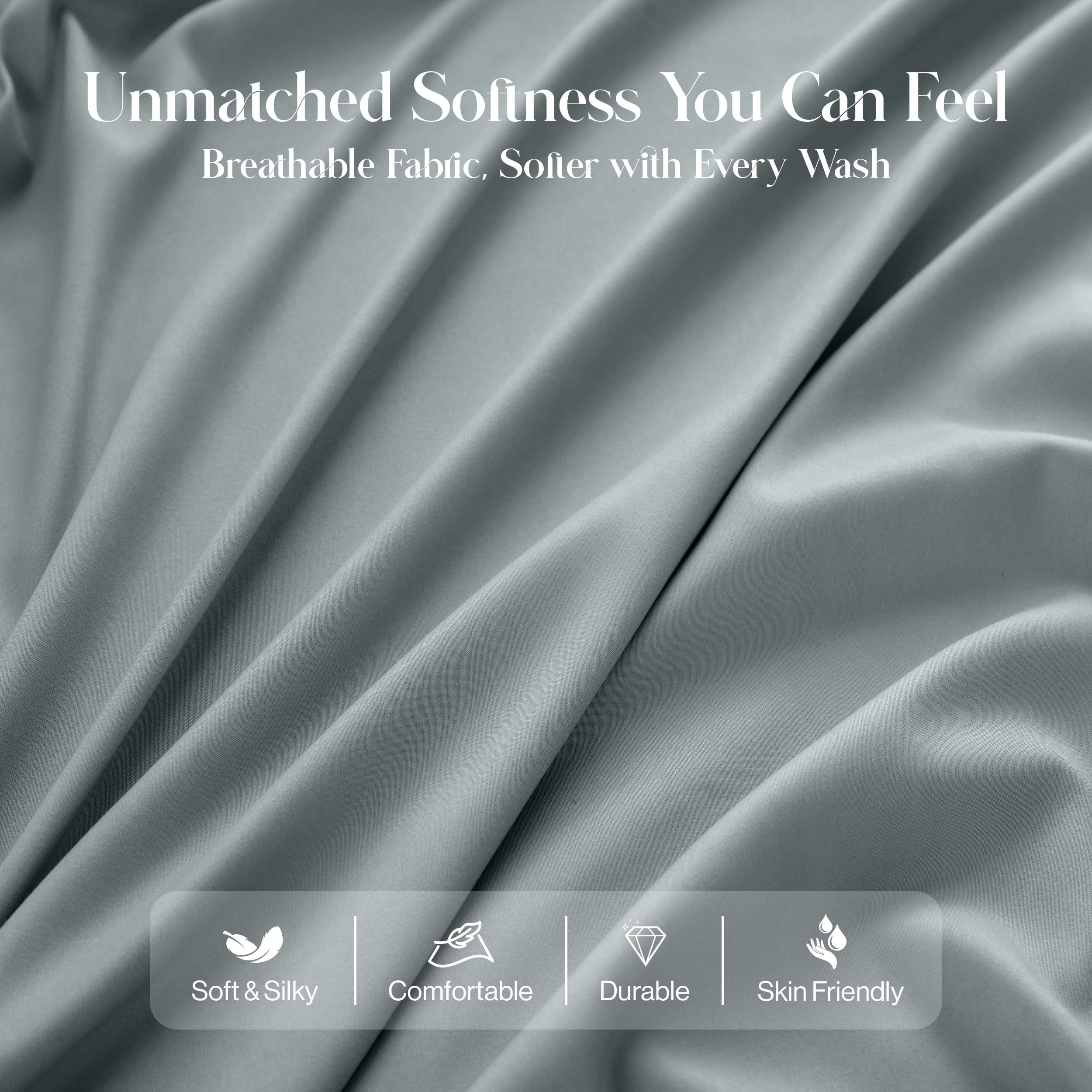 Breathable Luxury Bed Sheets - 6 Piece Ultra-Soft Microfiber Sheets Set, Deep Pocket Fitted Sheet, Flat Sheet & 4 Pillowcases, Breathab... - Cooling Hotel Quality Bedding Sheets and Pillowcases Detail