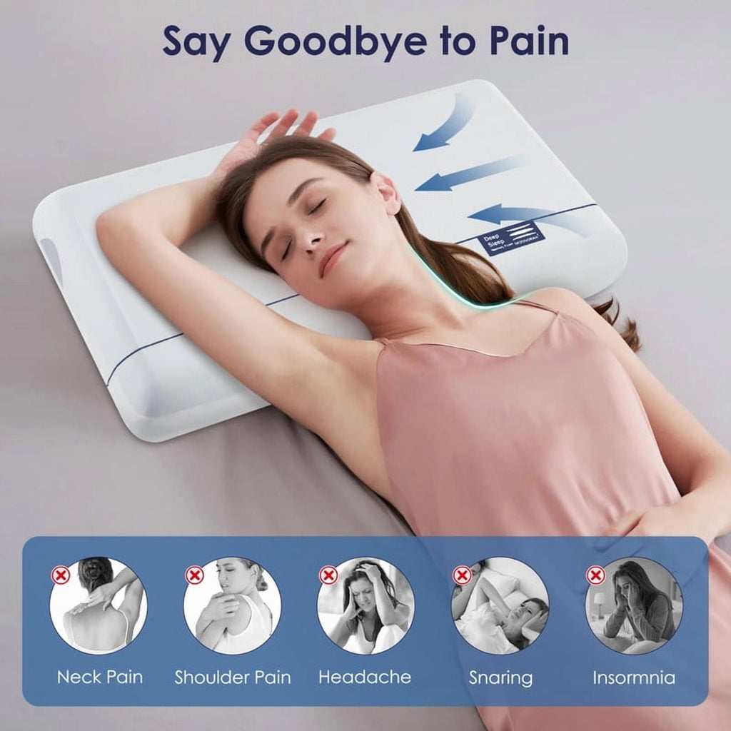 Orthopedic Support Cooling Memory Foam Bed Pillow for Neck Pain Relief, Two-Sided Cooling Pillow for Back, Stomach and Side Sleepers, Tw... - Ergonomic Memory Foam Pillow for Neck Pain Support Detail