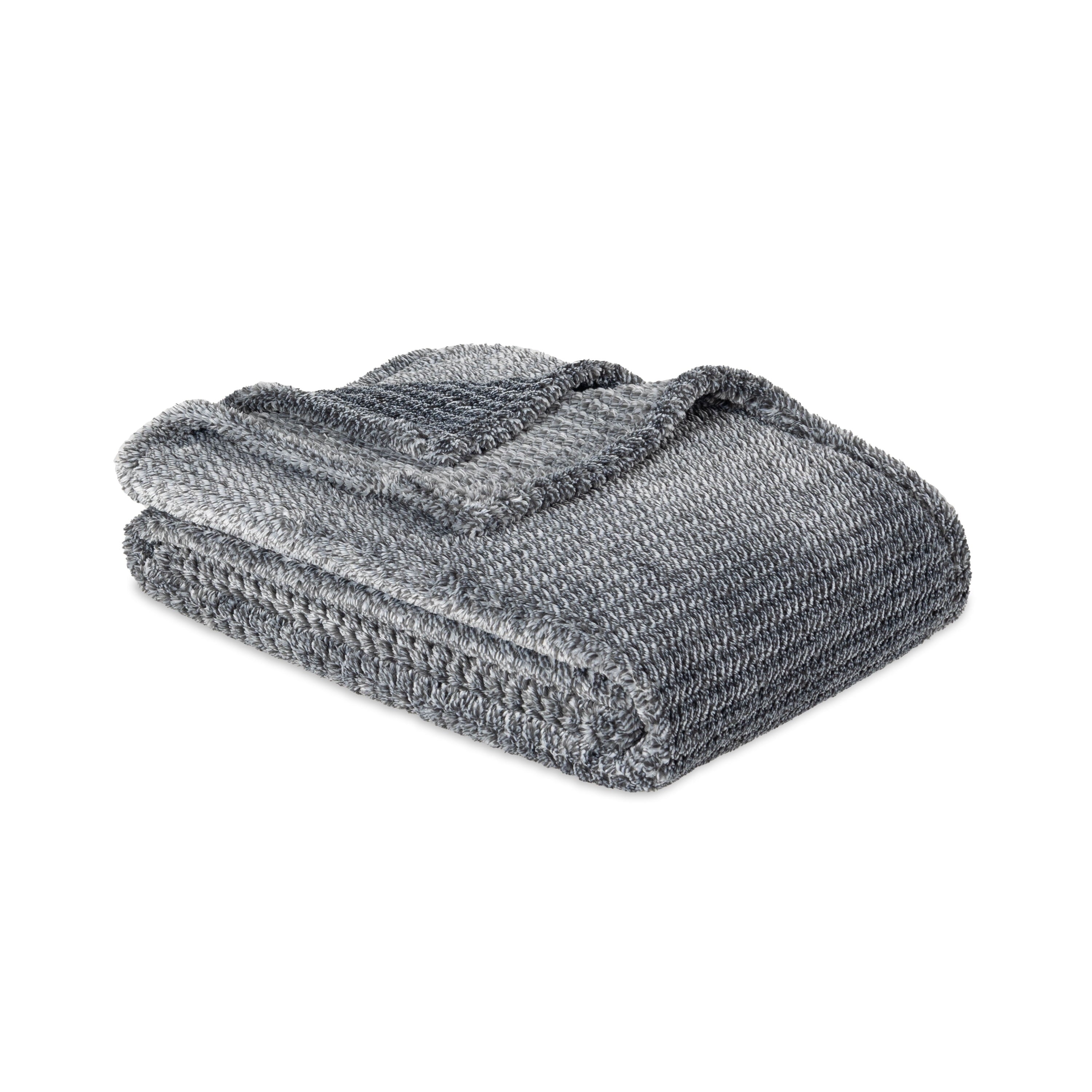 Cozy Fleece Plush Textured Heathered Soft Oversized Throw Blanket, Gray - Cozy Fleece Throw Blanket for Couch & Bed Detail