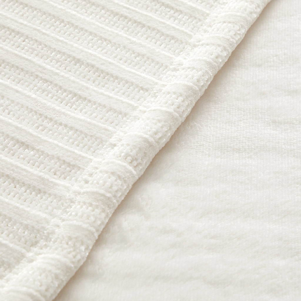 Lightweight Warm Cozy Chenille Reverse to Plush Soft Couch Throw, Vanilla Dream, Standard Size - Luxury Knitted Decorative Throw Blanket with Fringes Detail