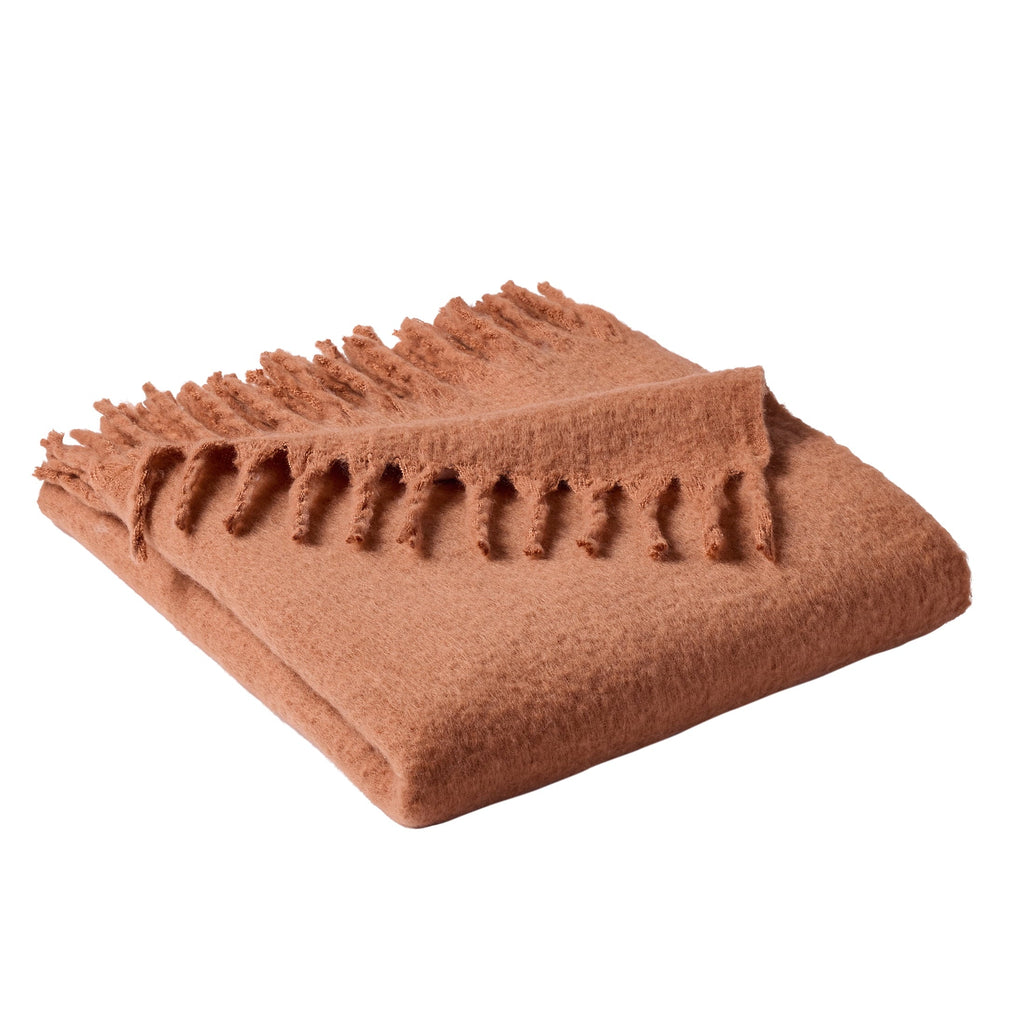 Cozy Fleece Faux Mohair Cozy Couch Throw Blanket Terracotta Clay, 50x72" - Lightweight Plush Warm Blanket for All Seasons Detail