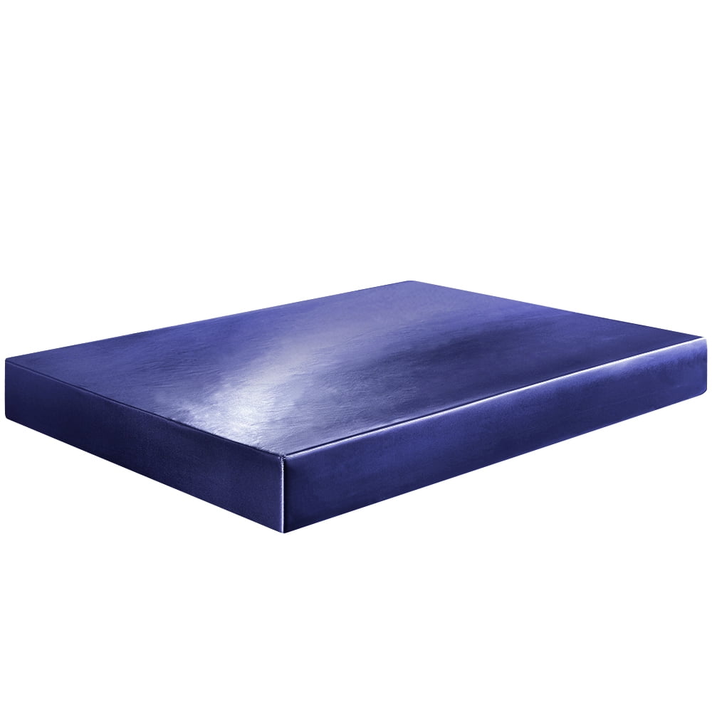 Cooling Sateen Fitted Sheet Deep Pocket Bed Sheet Satin Silk Sheets Ultra Soft Machine Washable Twin, Navy Blue - Premium Ultra-Soft Pillowcase Pair for Sleeping Detail