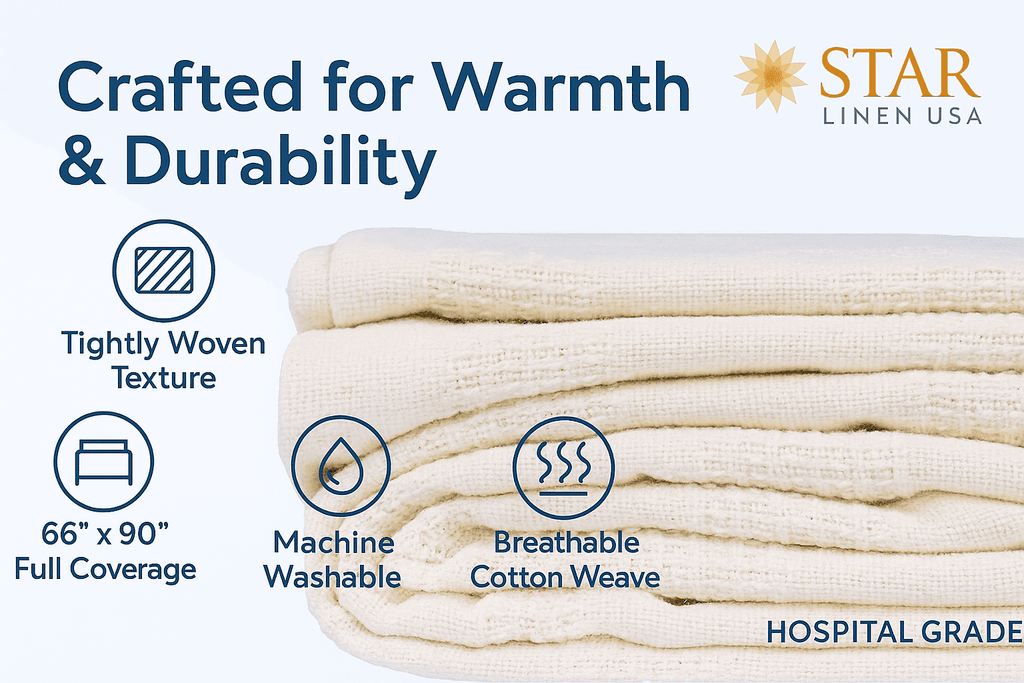 Super Soft Flannel Hospital Thermal Blanket Throw Snag Free | 100% Cotton | Twin 66"x90" | White (1) - Lightweight Plush Warm Blanket for All Seasons Detail