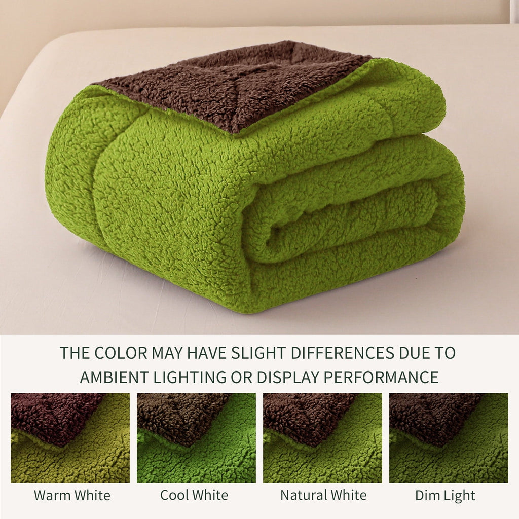 Lightweight Warm Reversible Sherpa Fleece Throw Blanket for Couch, Soft Plush Blanket for Bed Sofa, Warm Fluffy Blankets for All Seaso... - Super Soft Reversible Sherpa Flannel Blanket Detail