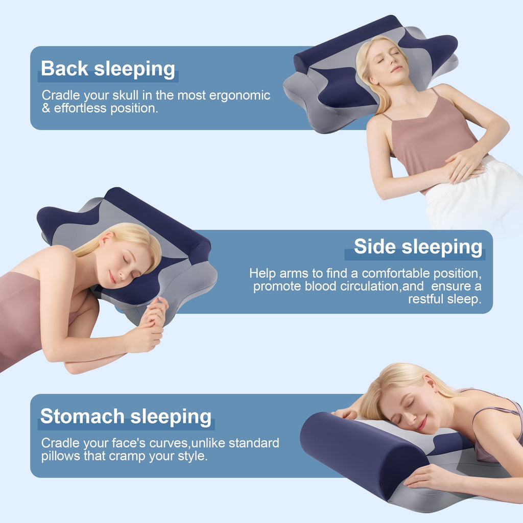 Hotel Collection Cooling Bed Pillow for Neck & Shoulder Pain Relief, Cervical Support Comfort Pillow for Side Back Stomach Sleeper, Er... - Orthopedic Shredded Foam Bed Pillow Set Detail