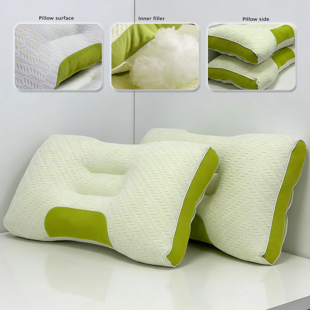 Orthopedic Support 2-Pack Bamboo Fiber Bed Pillow (29.13" x 18.9") - A-Class Safe and Cooling - Decorative Throw Pillow Cushion for Sofa & Bed Detail