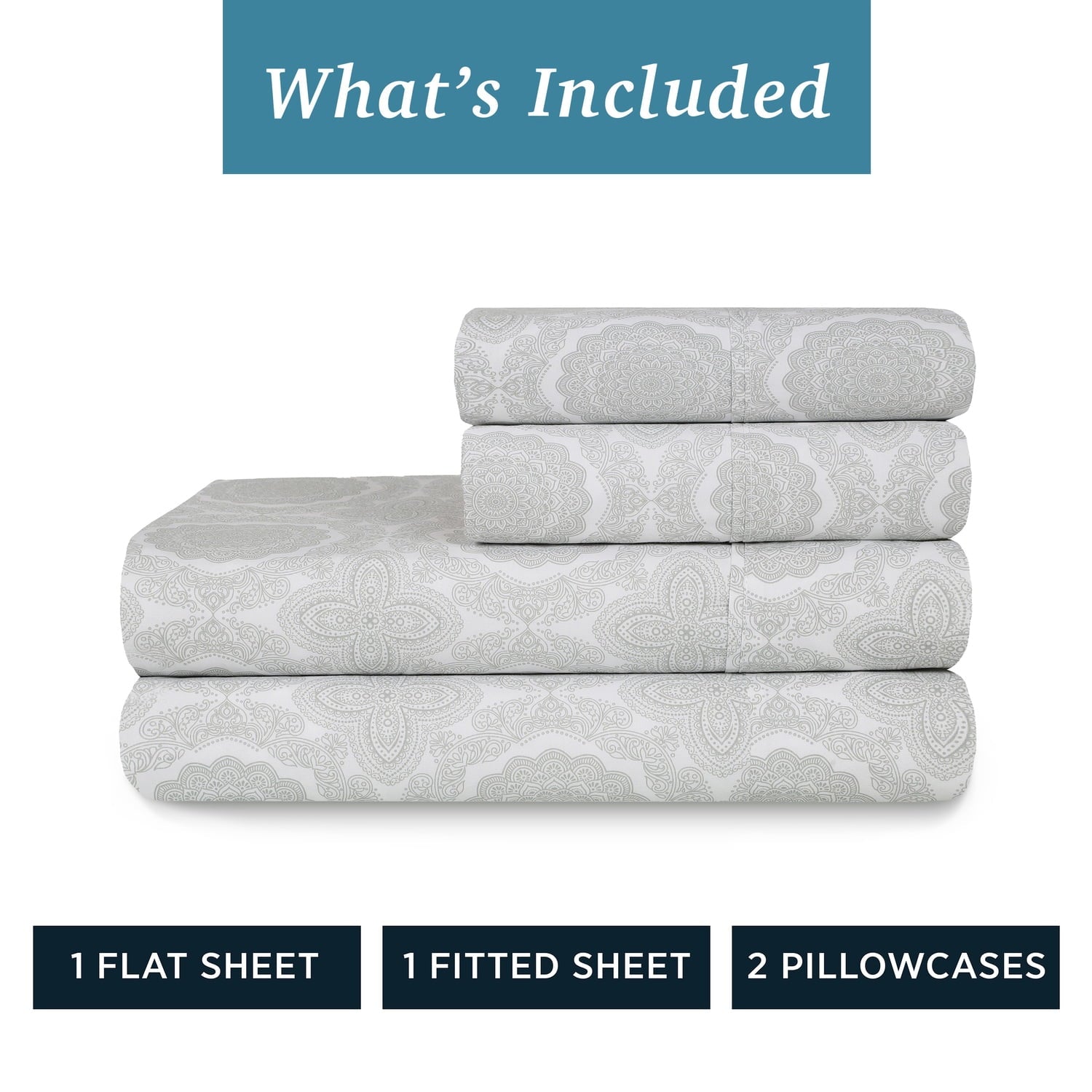 Cooling Sateen 100% Cotton Queen Sheets Set, 4 Piece Bed Sheets Set with HeiQ Fresh, Percale Weave, Hotel Luxury, Ultra Soft Sheets ... - Breathable Egyptian Cotton Flat & Fitted Sheets Detail