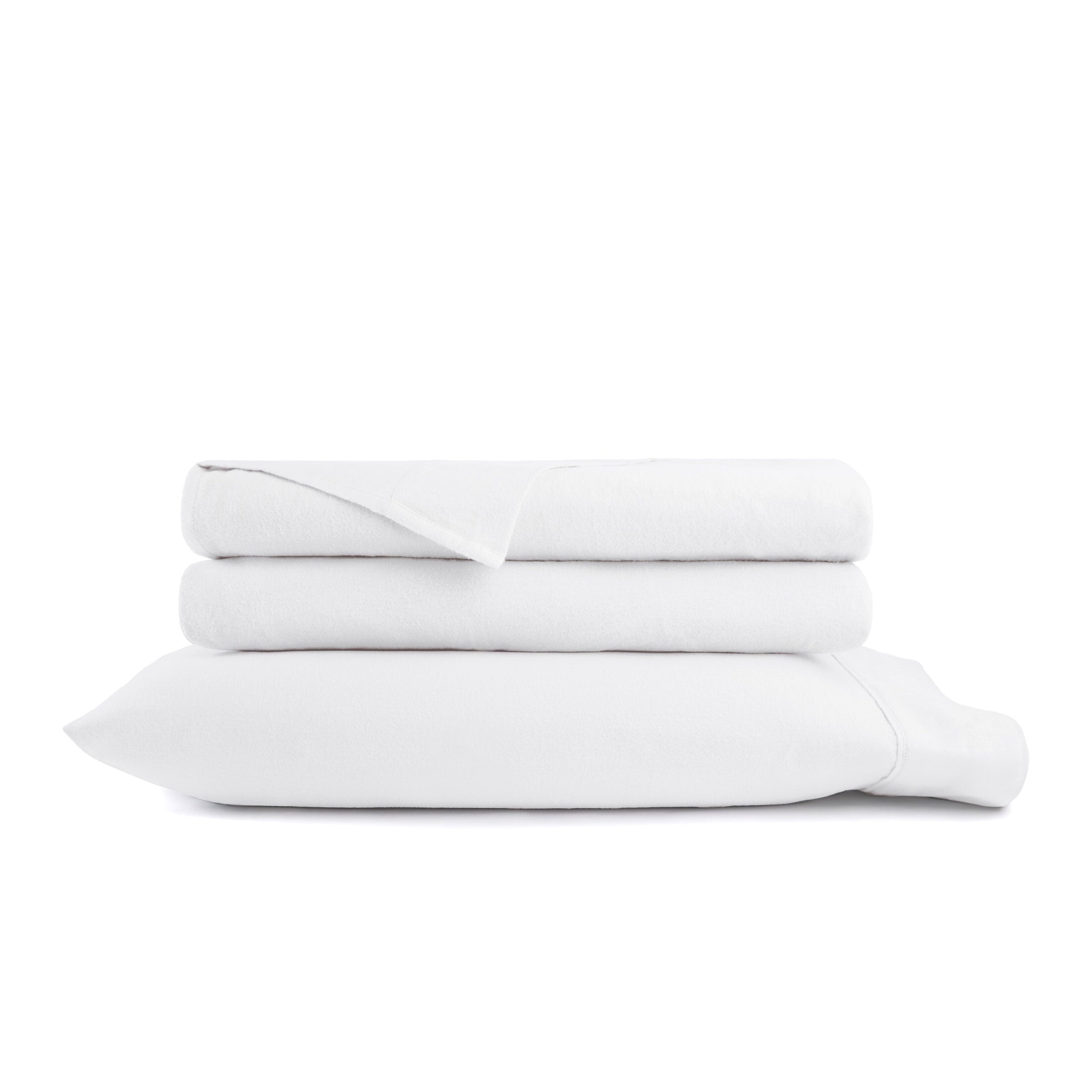 Wrinkle-Resistant 100% Cotton Flannel Bed Sheets Set for Full Size Bedding in White - Luxury Bed Sheet Set with Deep Pockets Detail