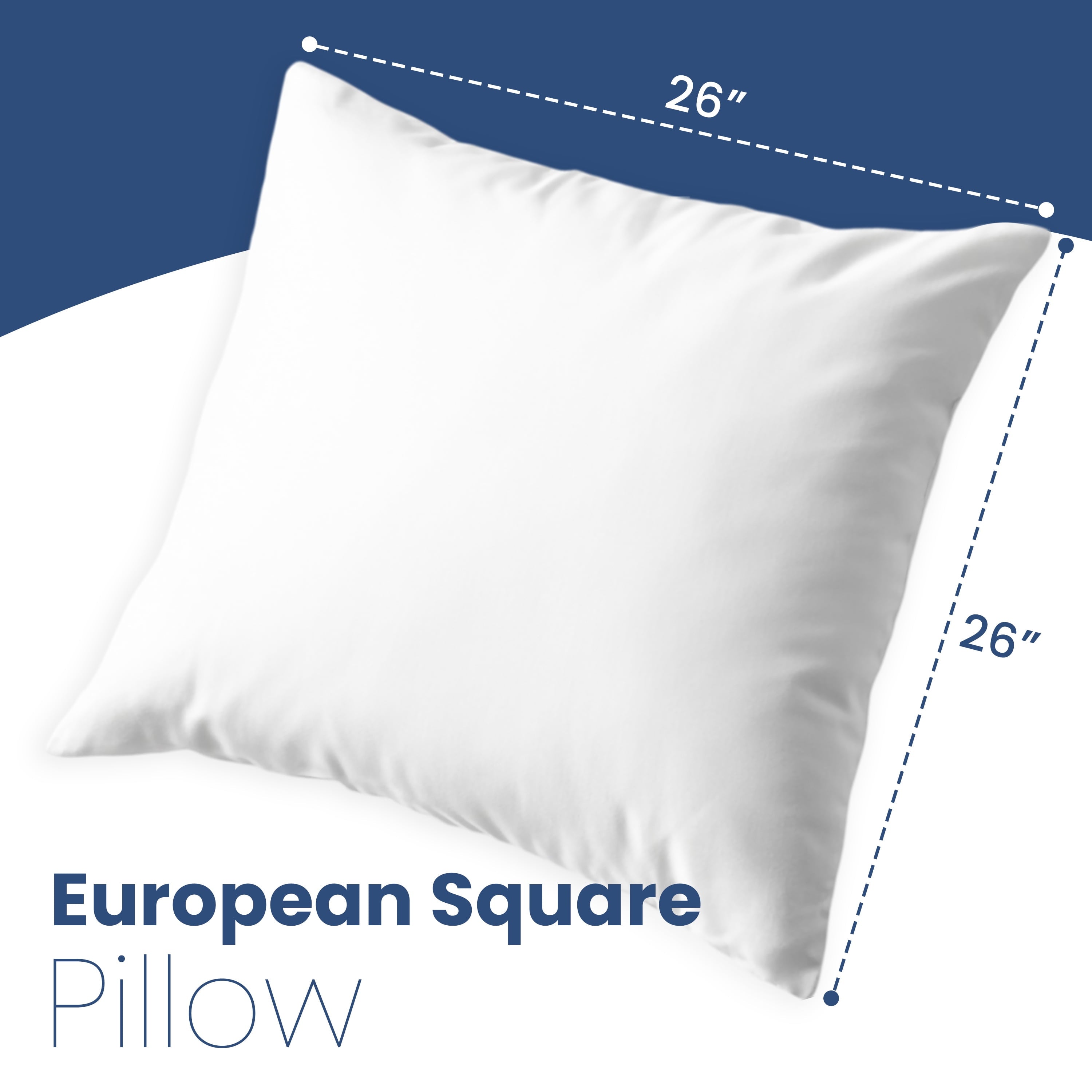 Decorative Plump Down Alternative White Euro Pillow Insert 26x26 – Soft & Durable - Orthopedic Shredded Foam Bed Pillow Set Detail