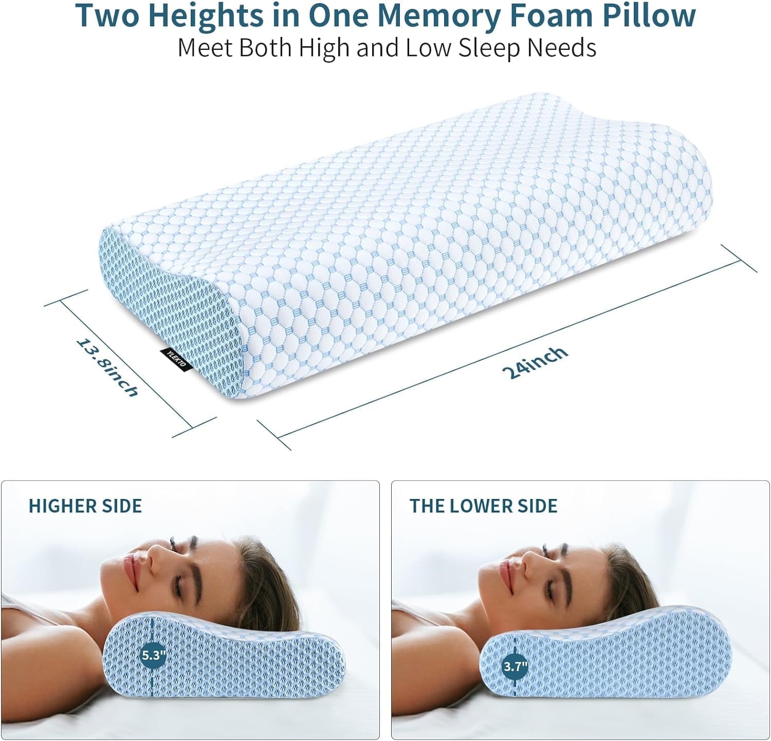 Ergonomic Memory Foam for Neck Pain Relief, Contour Memory Foam s for Sleeping, Odorless Ergonomic Adjustable Orthopedic Cooling Bed Neck S... - Orthopedic Shredded Foam Bed Pillow Set Detail