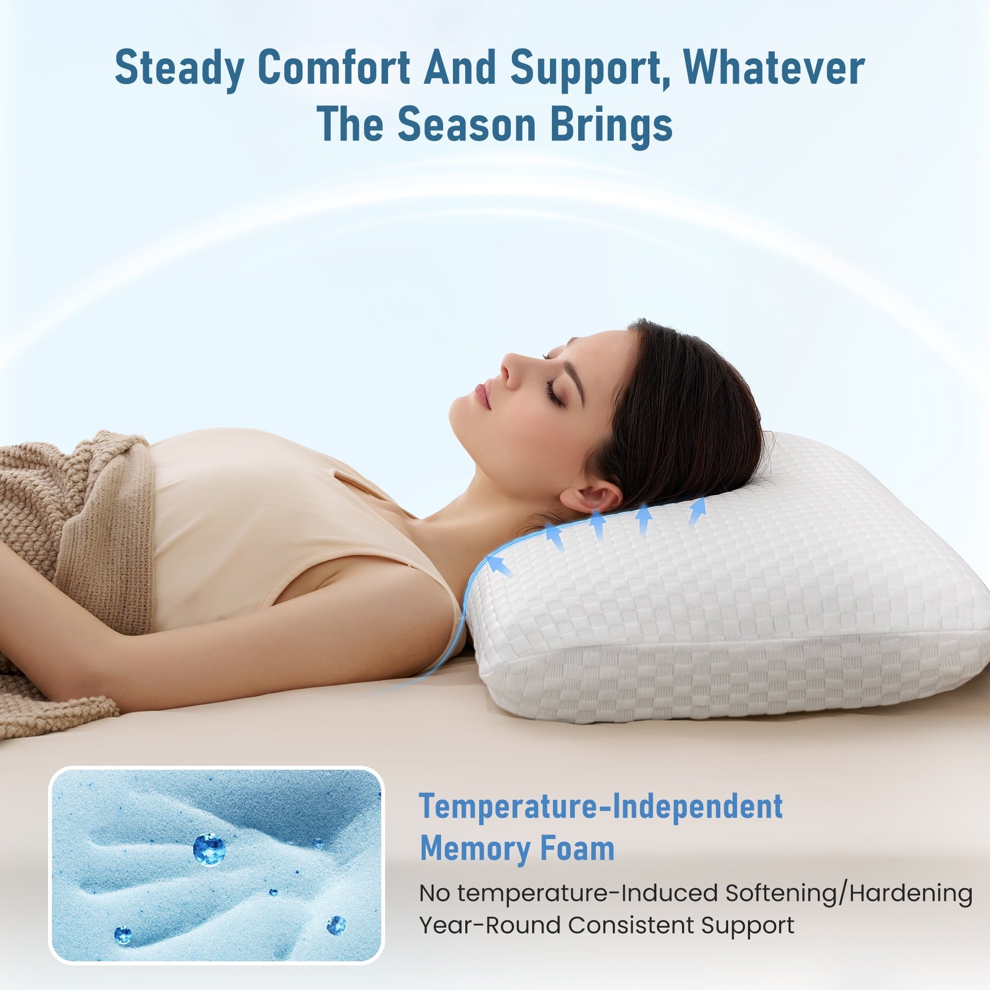 Hotel Collection Memory Foam Pillow for Bed, Cooling Pillow with Extra Height Pad, Supportive Bed Pillow for Side, Back & Hot Sleepers... - Orthopedic Shredded Foam Bed Pillow Set Detail