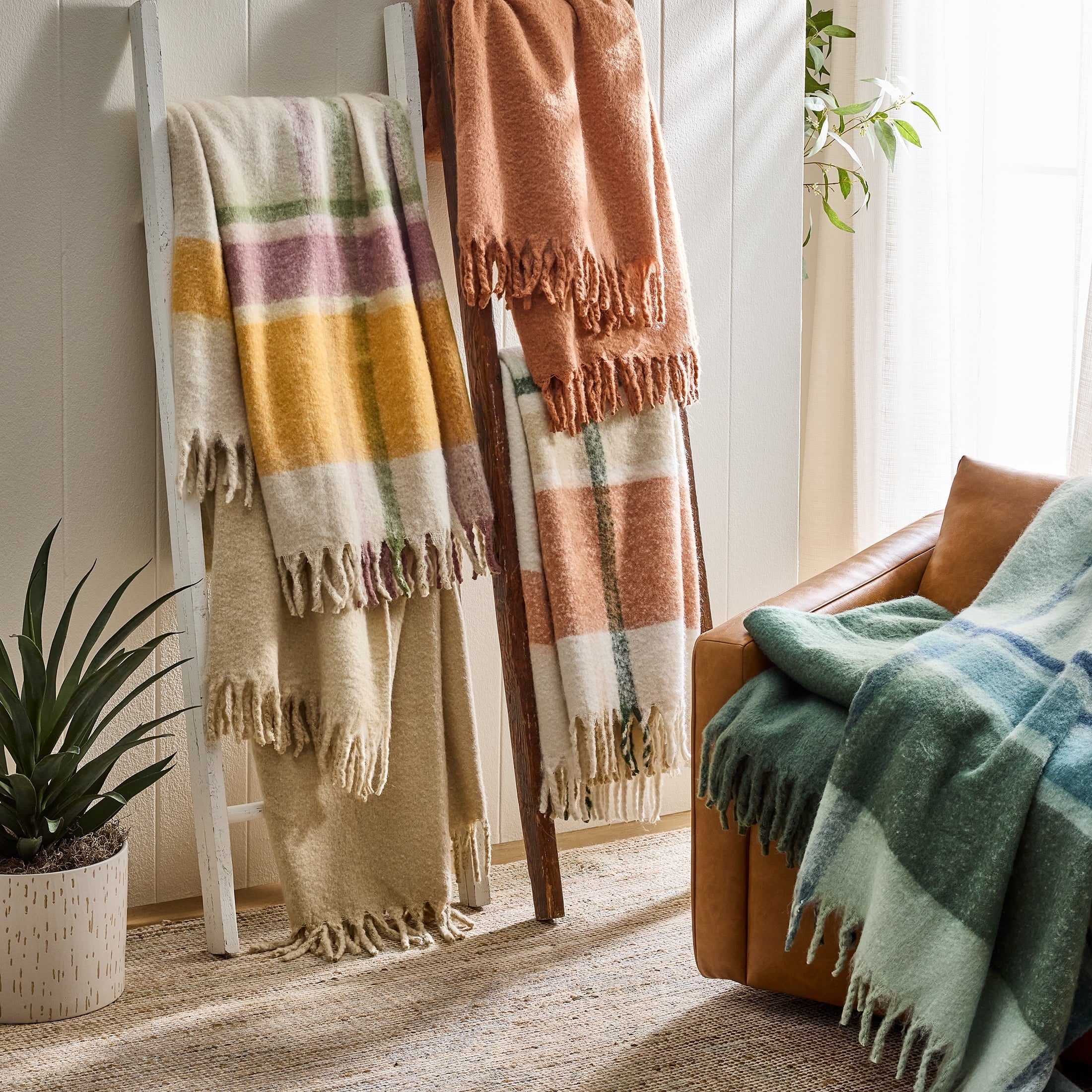 Cozy Fleece Faux Mohair Cozy Couch Throw Blanket Terracotta Clay, 50x72" - Lightweight Plush Warm Blanket for All Seasons Detail
