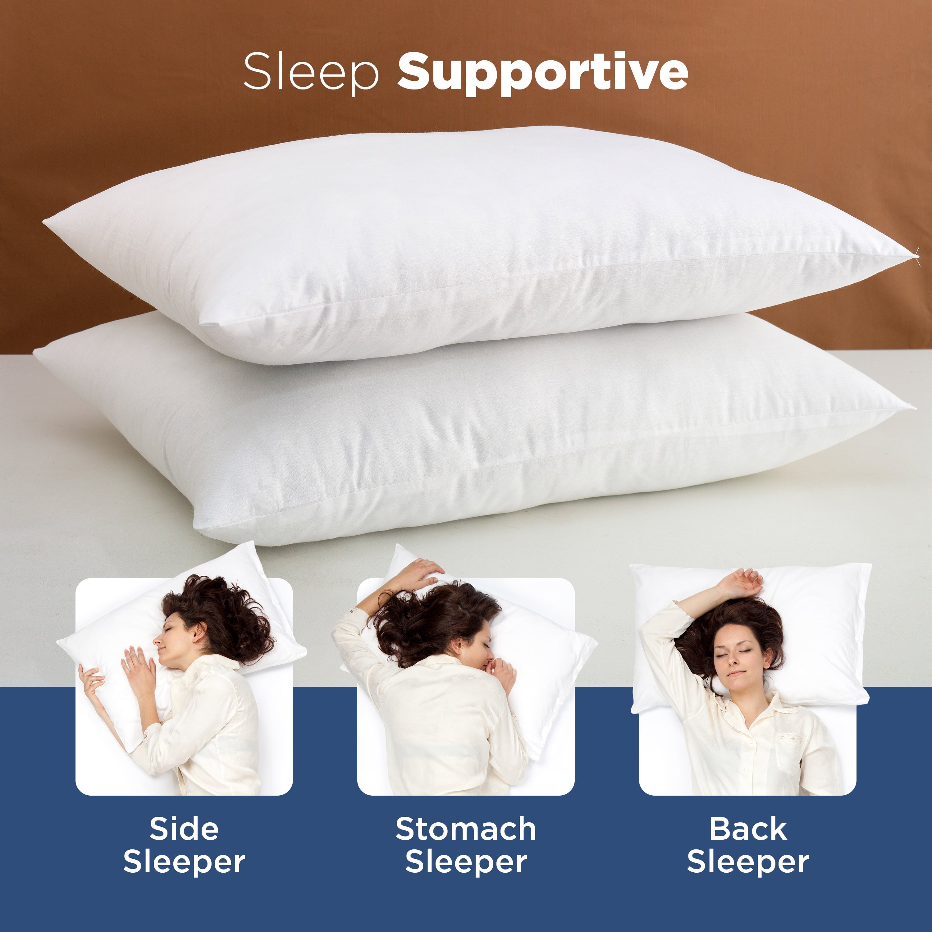 Hotel Collection 2-Pack Down Alternative White Bed Pillows, Standard - Orthopedic Shredded Foam Bed Pillow Set Detail