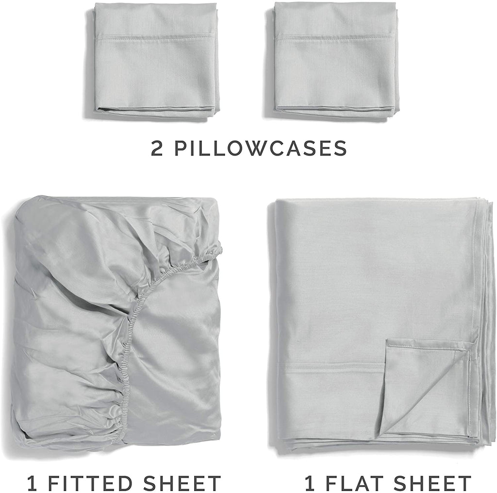Ultra-Soft 4-Piece 400 Thread Count Cotton Sheet Set - King Size 100% Cotton Sateen Bed Sheets Fits 18"-24" Mattresse... - Premium Ultra-Soft Pillowcase Pair for Sleeping Detail