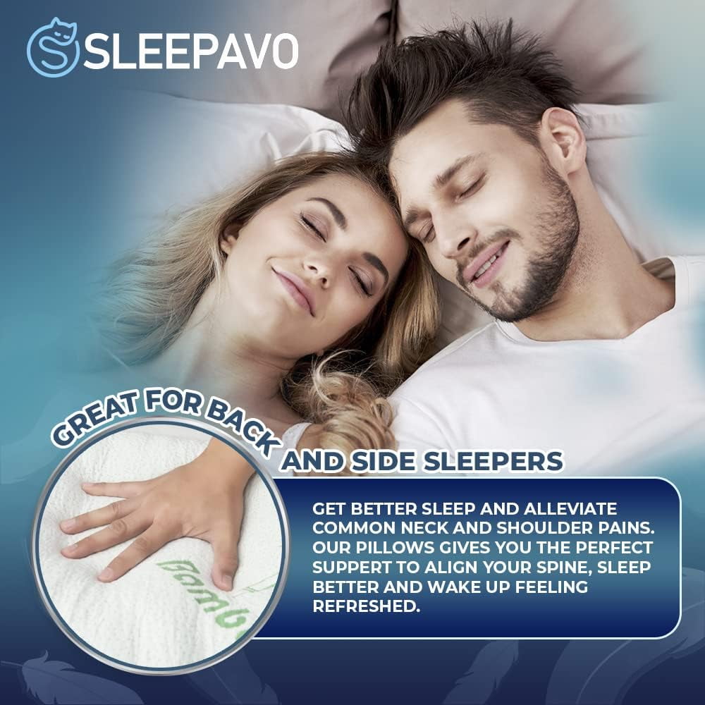 Hotel Collection Memory Foam Pillows Queen Size Set of 2 - Cooling Bed Pillows for Sleeping - Back, Stomach, Side Sleeper Firm, Comfy ... - Decorative Throw Pillow Cushion for Sofa & Bed Detail