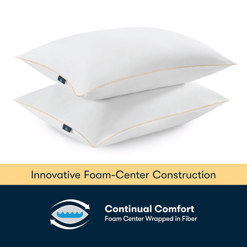 Decorative Plump pedic Bounce Back Standard/Queen Bed Pillow, Hypoallergenic Fill - Decorative Throw Pillow Cushion for Sofa & Bed Detail