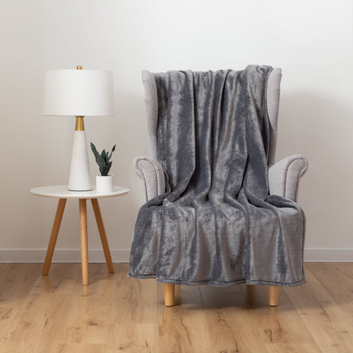 Cozy Fleece Plush Heathered Soft Oversized Throw Blanket, Gray - Cozy Fleece Throw Blanket for Couch & Bed Detail