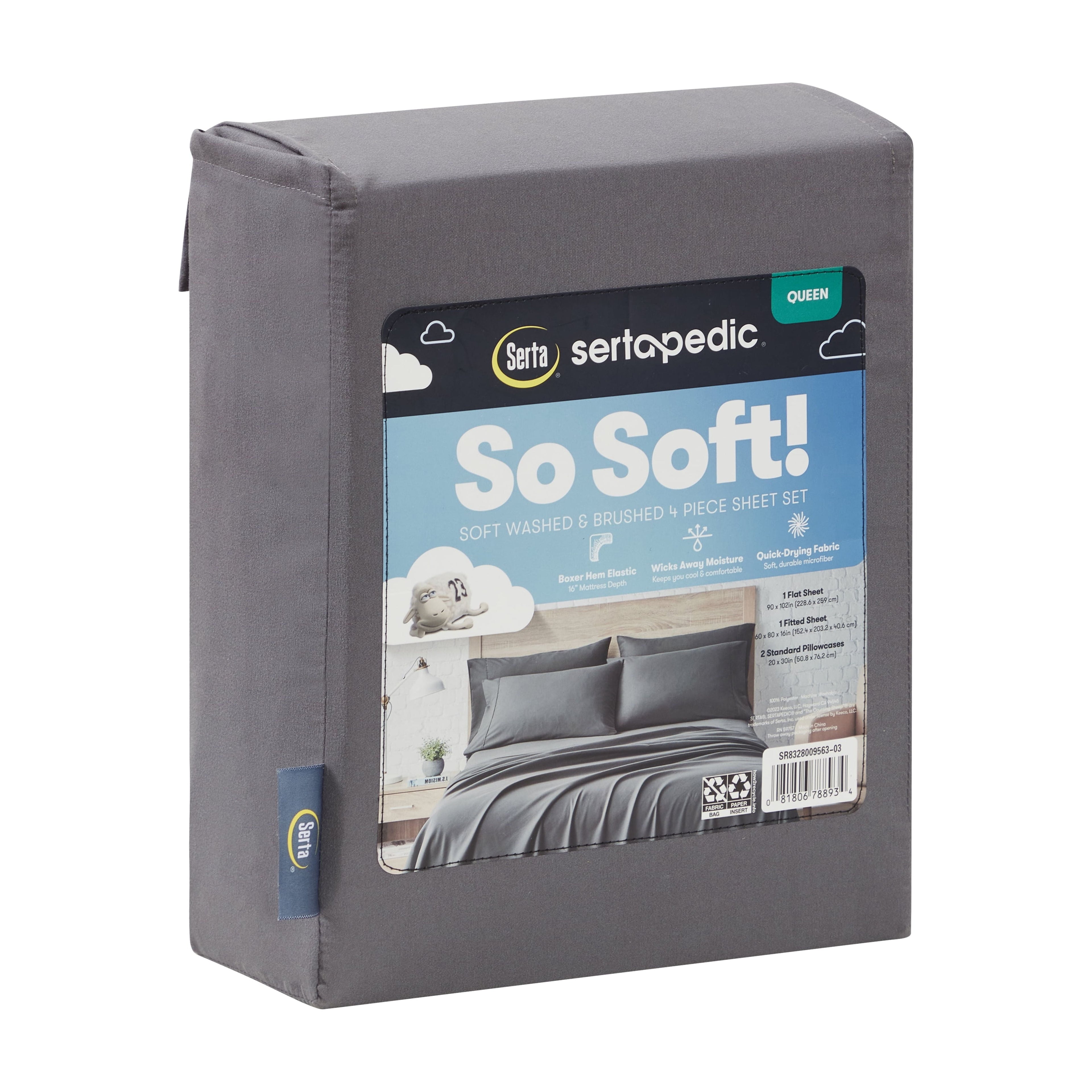 Wrinkle-Resistant So Soft 3-Piece Dark Gray Sheet Set, Twin - Cooling Hotel Quality Bedding Sheets and Pillowcases Detail