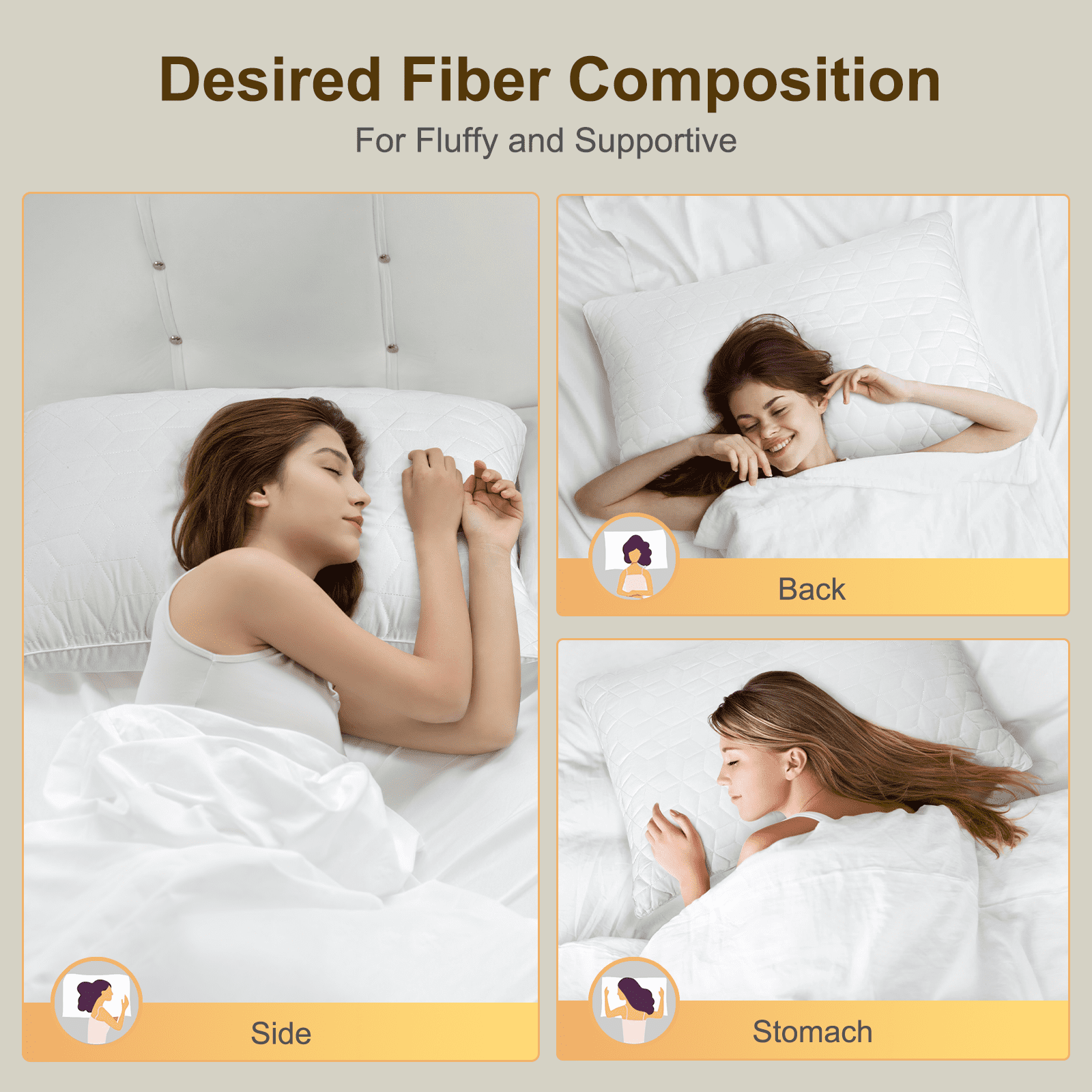 Fluffy Shredded Bed Pillows Queen Size Set of 2, Hotel Gusseted Pillows for Sleeping, Alternative to Down Pillows, Soft Supportive & ... - Hotel Quality Plush Sleeping Pillows Detail