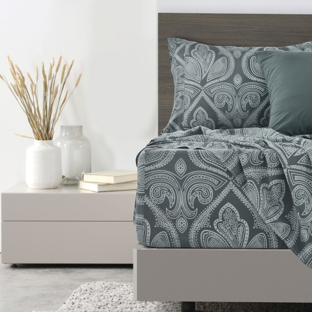 Ultra-Soft Queen Bed Sheets Set - 6 Piece Brushed Microfiber Bed Sheet - Shrinkage and Fade Resistant - (Queen, Grey) - Breathable Egyptian Cotton Flat & Fitted Sheets Detail