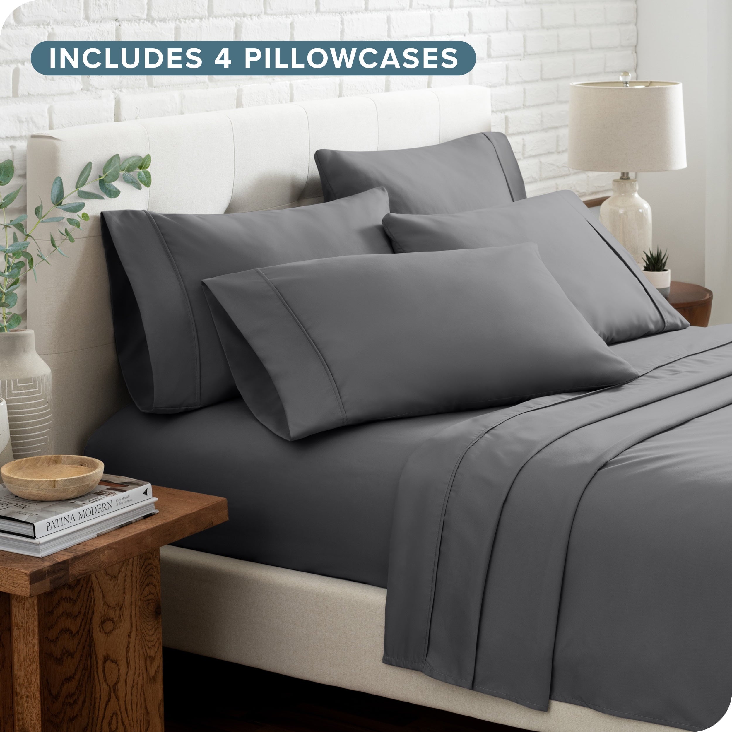 Breathable Luxury Luxury Bed Sheet Set- 6 Piece - Queen, Gray - Cooling Hotel Quality Bedding Sheets and Pillowcases Detail