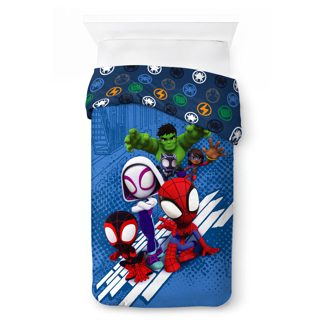 Luxurious Quilted Spidey Amazing Friends Kids 2-Piece Twin/Full Reversible Comforter Set, Microfiber, Red - All-Season Down Alternative Comforter Insert Detail