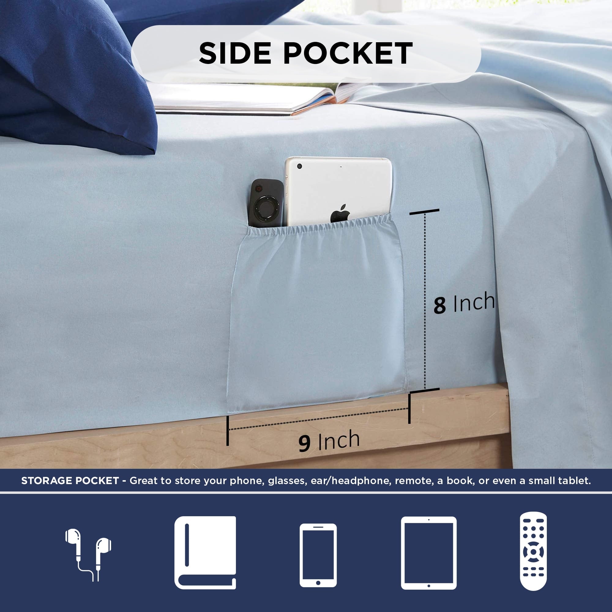 Heavyweight Warmth Queen Size Comforter Set, 9-Piece Bed in a Bag Queen, Navy Blue Bedding Comforter Set with Comforter, Flat Sheets, Fi... - Hypoallergenic Ultra-Fluffy Quilt for Winter Detail