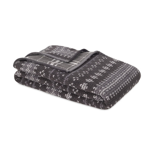 Cozy Fleece Berkshire Life Reversible Printed Hampshire Soft Throw Blanket, Glacier Fair Isle - Super Soft Reversible Sherpa Flannel Blanket Detail