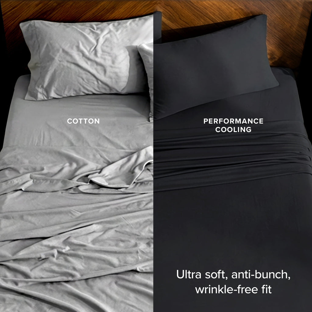 Ultra-Soft Cooling Performance Jersey Knit Stretch Sheet Set, Moisture-Wicking & Breathable, 4-Way Stretch Bed Sheets, Envelope ... - Breathable Egyptian Cotton Flat & Fitted Sheets Detail