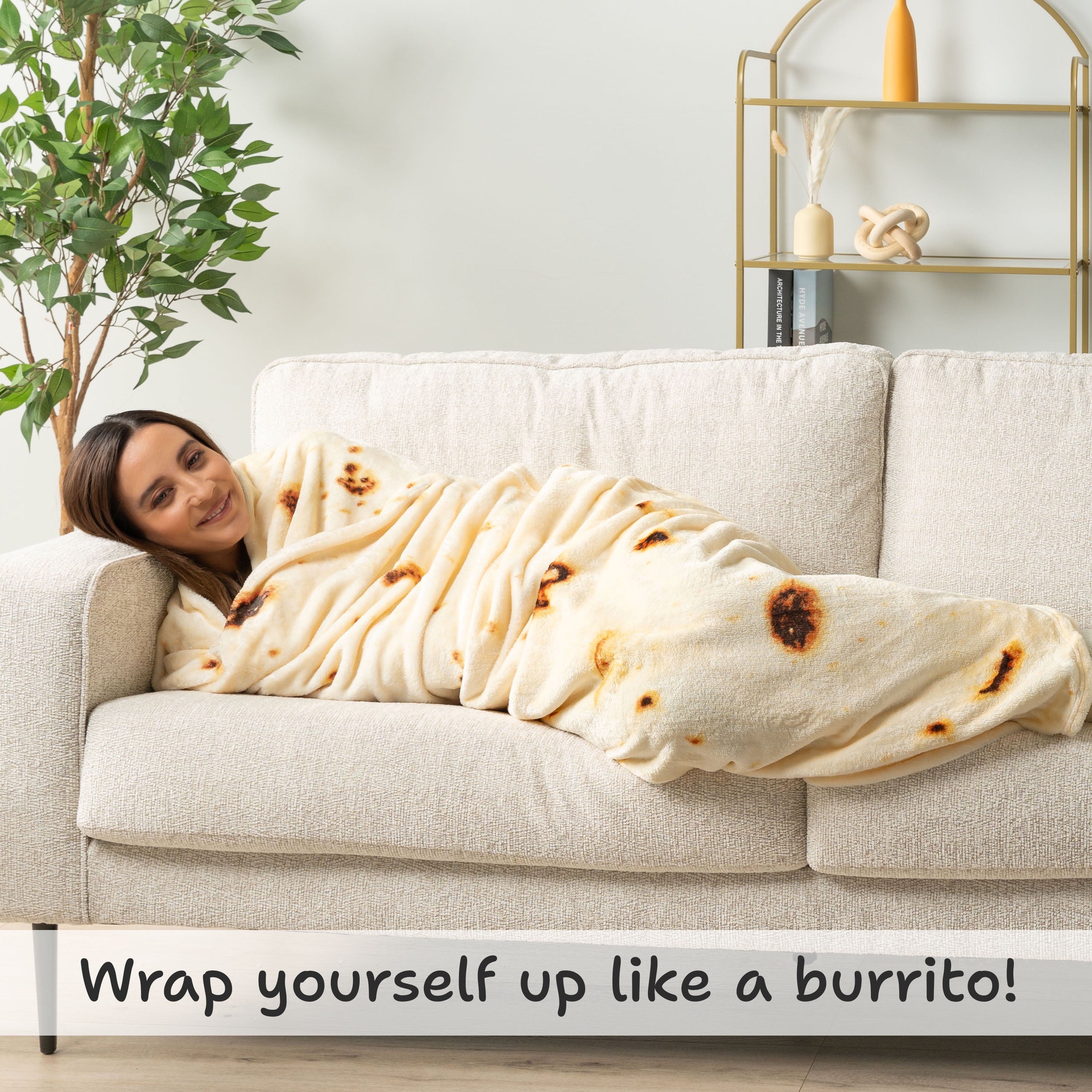 Cozy Fleece Burrito Tortilla Blanket, Double Sided Taco Flour Wrap Novelty Throw for Adult Kid Teen, Realistic Food Blanket, Funn... - Super Soft Reversible Sherpa Flannel Blanket Detail