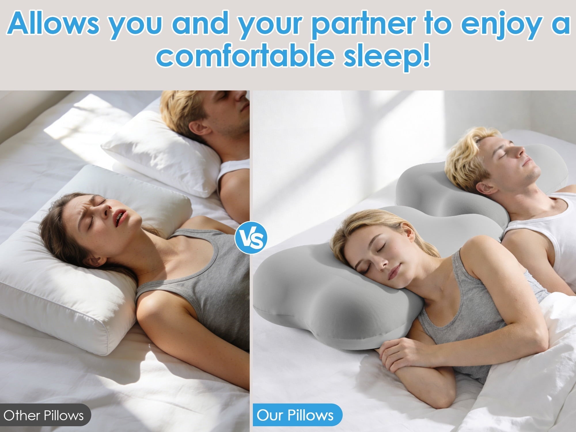 Hotel Collection Cervical Pillow Orthopedic Cervical Pillow for Neck Pain Relief, Memory Foam Bed Pillow with Pillowcase, Contour Bed ... - Hotel Quality Plush Sleeping Pillows Detail