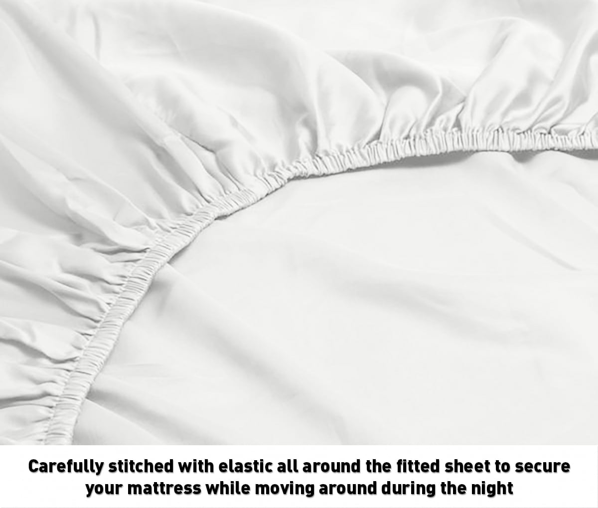 Wrinkle-Resistant Luxurious Collection 1000 Thread Count 100% Cotton Bed Sheet Set (Twin XL, White) - Premium Ultra-Soft Pillowcase Pair for Sleeping Detail