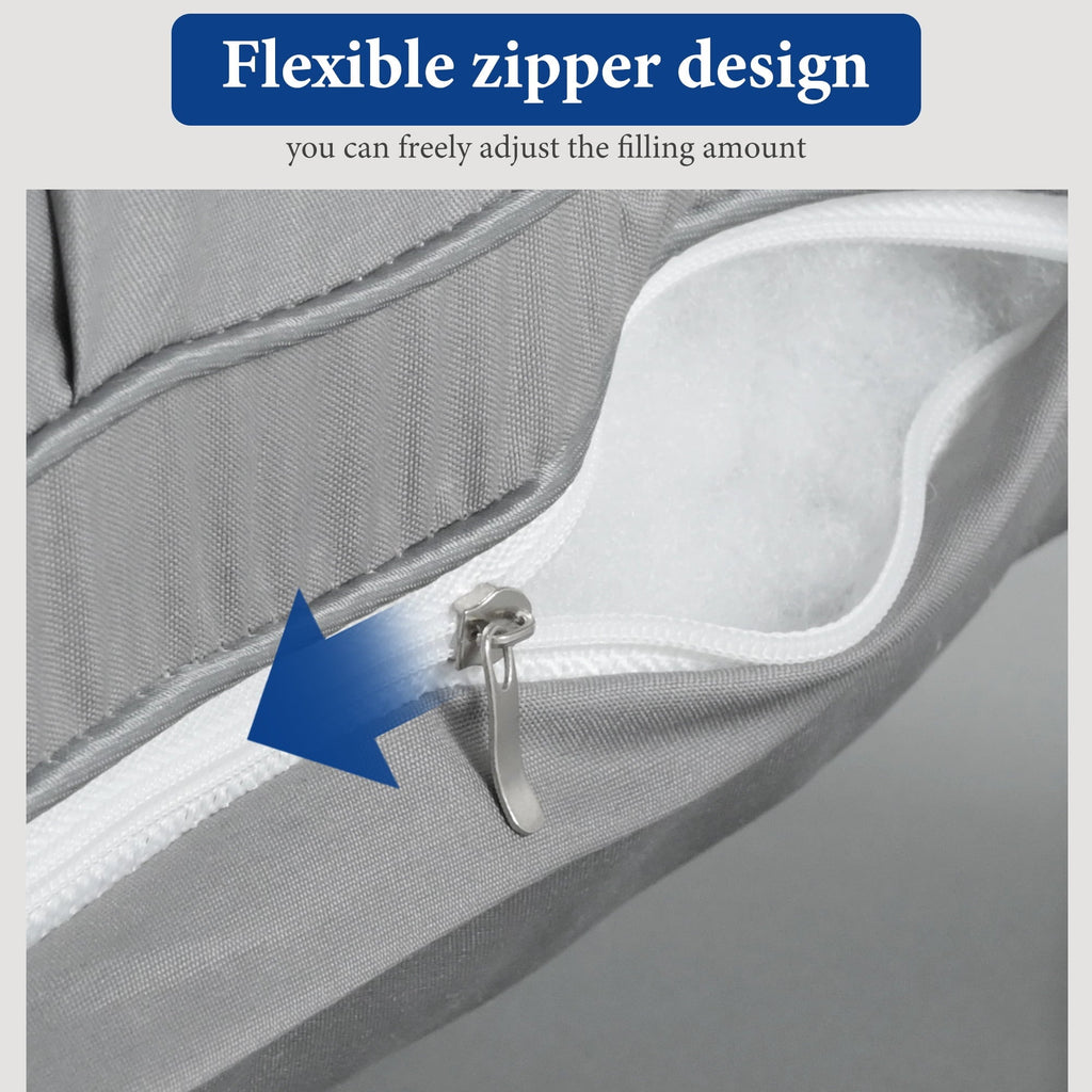 Orthopedic Support 2-Pack Luxurious Hotel-Quality ,Resistant to Flattening, All-Season,Gray - Orthopedic Shredded Foam Bed Pillow Set Detail