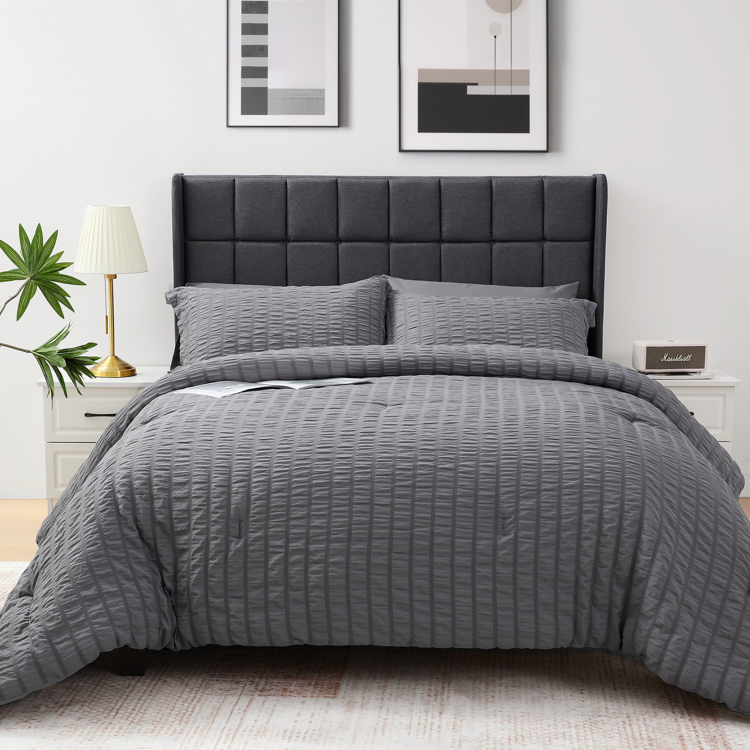 Heavyweight Warmth 7 Piece Queen Comforter Set, Bed in a Bag with Sheets, Pillowcases & Shams, All Season Soft Bedding, Cozy and Lightwe... - Cloud-Like Soft Lightweight Bed Comforter Detail