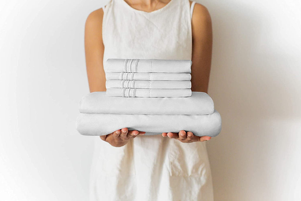 Cooling Sateen 6-Piece Breathable and Cooling Sheet Set With Extra Matching Pillowcases - King Size Bed Sheets Fits 8"-16... - Premium Ultra-Soft Pillowcase Pair for Sleeping Detail