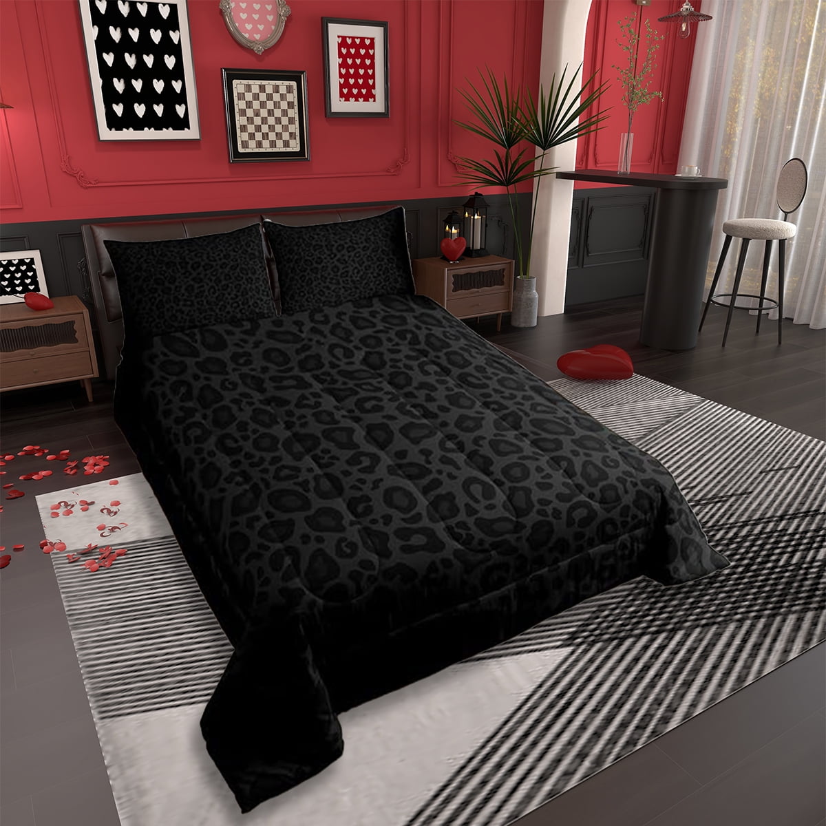 Heavyweight Warmth Leopard Print Comforter Set Full Size,Abstract Cheetah Texture Bedding Set,Women Room Decor,Rustic Farmhouse Retro Do... - Cloud-Like Soft Lightweight Bed Comforter Detail