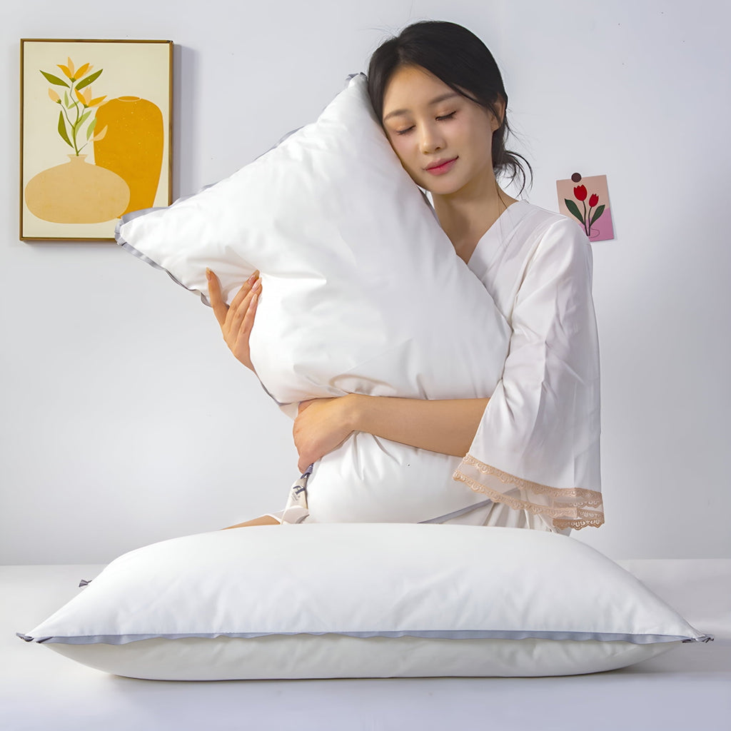 Hotel Collection Flat Pillows for Sleeping Thin,Ultra Thin Pillow,Adjustable Shredded Memory Foam Pillows for Side,Back,Stomach Sleepe... - Ergonomic Memory Foam Pillow for Neck Pain Support Detail