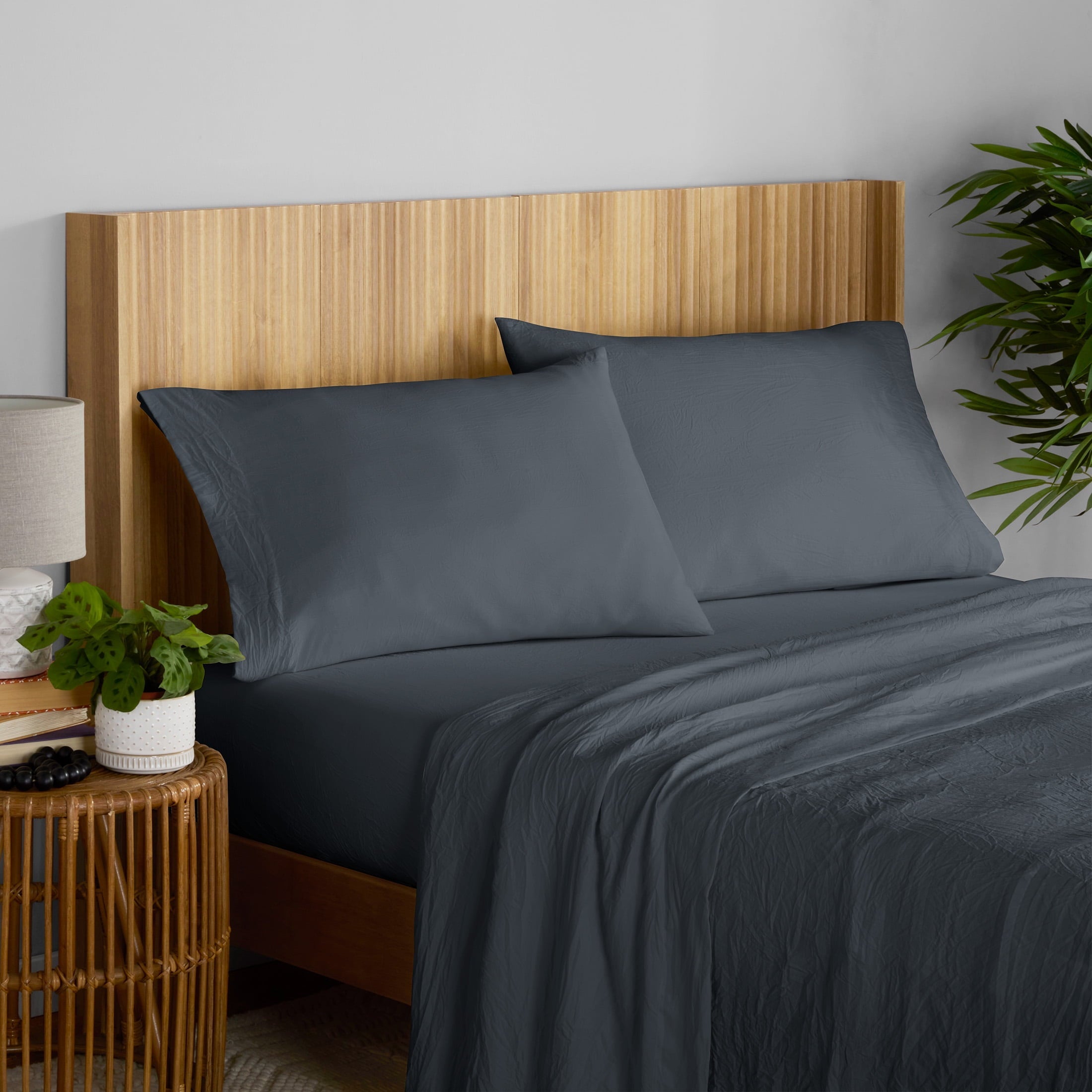 Ultra-Soft Microfiber Bed Sheet Set, Grey Stone, Full, 4 Pieces - Breathable Egyptian Cotton Flat & Fitted Sheets Detail
