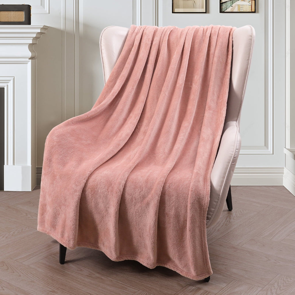Decorative Knitted Fleece Throw Blanket for Couch, Sofa, Super Soft and Warm Blankets, Pink Throw All Season Use, Cozy, Plush, Lightweig... - Lightweight Plush Warm Blanket for All Seasons Detail
