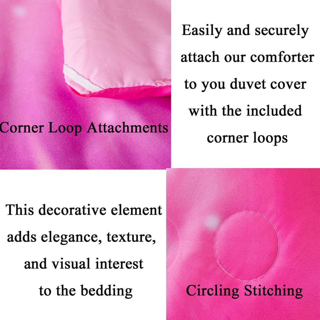 Heavyweight Warmth 4Pcs Rainbow Twin Size Comforter Set for Girls, Pink Purple Gradient Glitter Kids Bedding Sets, Soft Galaxy Girls Bed... - All-Season Down Alternative Comforter Insert Detail