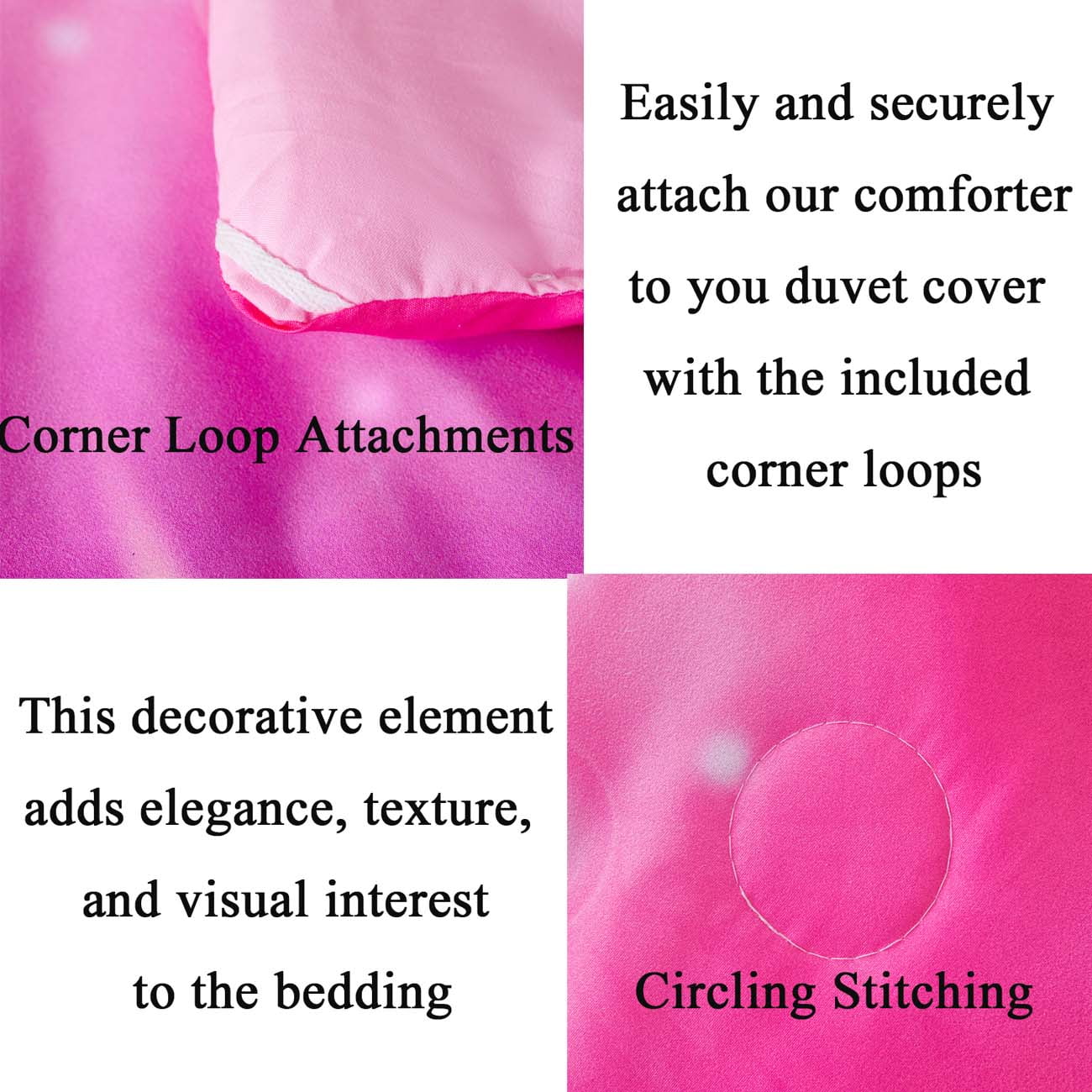 Heavyweight Warmth 4Pcs Rainbow Twin Size Comforter Set for Girls, Pink Purple Gradient Glitter Kids Bedding Sets, Soft Galaxy Girls Bed... - All-Season Down Alternative Comforter Insert Detail
