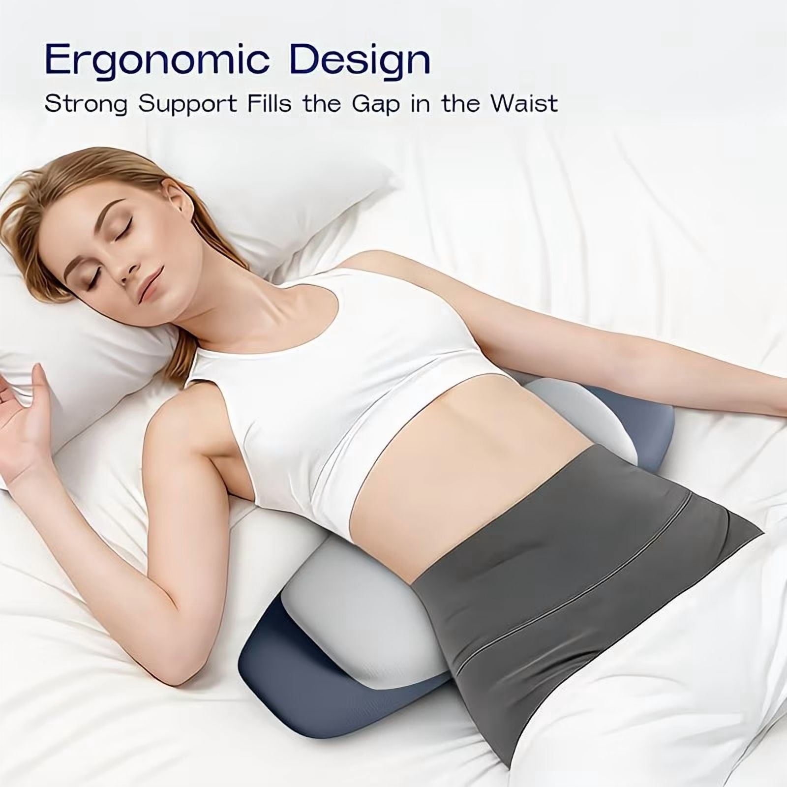 Hotel Collection Lumbar Support Pillow for Bed, Memory Foam Ergonomic Lower Back Support Waist Pillow for Side Back and Stomach Sleepe... - Decorative Throw Pillow Cushion for Sofa & Bed Detail