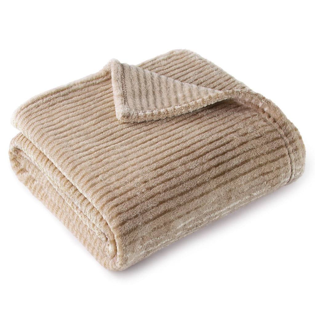 Cozy Fleece Soft Throw Blanket, 50"x60", Camel - Lightweight Plush Warm Blanket for All Seasons Detail