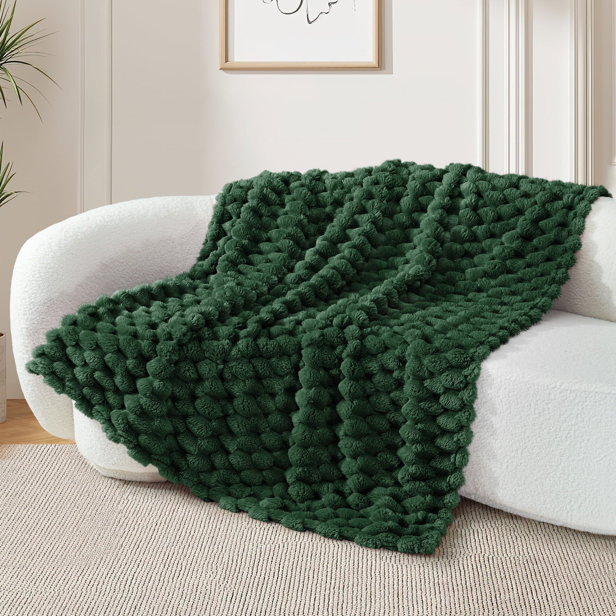 Reversible Sherpa 50"x60" Throw Blanket for Couch with Expanded 3D-Jacquard Pattern, Fuzzy Soft Cozy Exquisite Blankets or All Season, ... - Super Soft Reversible Sherpa Flannel Blanket Detail