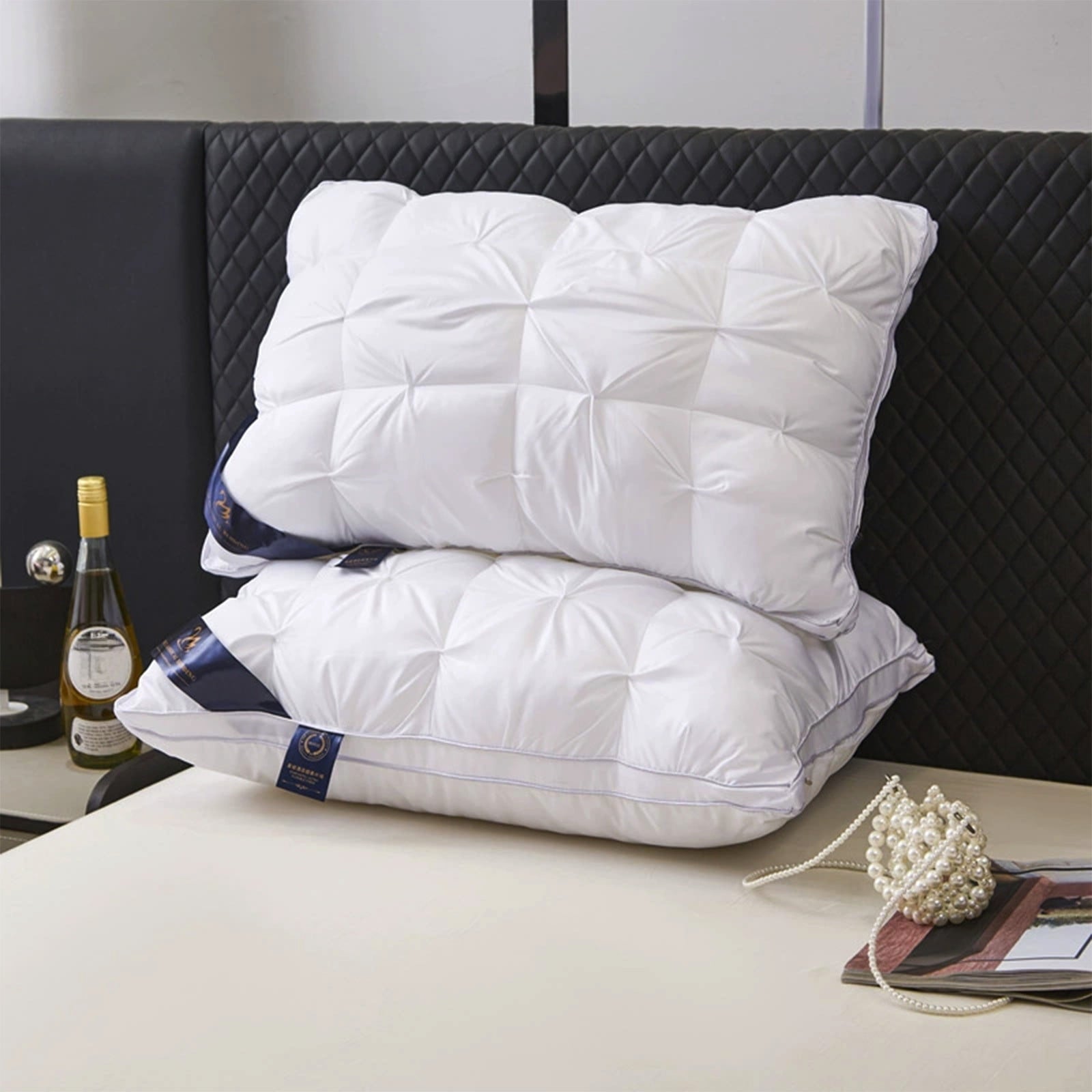Decorative Plump Goose Down Pillow and Feather Pillows for Neck/Back/Side Sleepers, Premium Soft Down Fill Standard Size Pillow for Sl... - Ergonomic Memory Foam Pillow for Neck Pain Support Detail