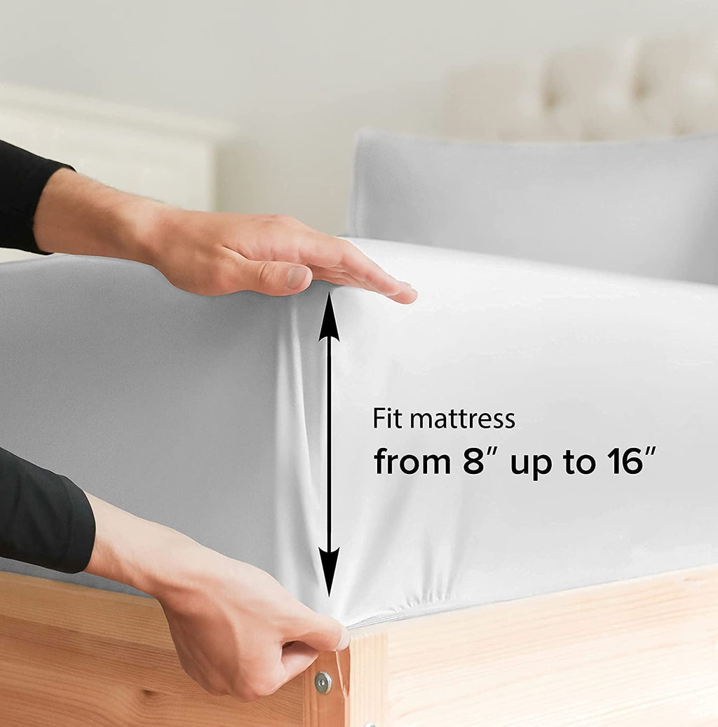 Cooling Sateen 6-Piece Breathable and Cooling Sheet Set With Extra Matching Pillowcases - King Size Bed Sheets Fits 8"-16... - Premium Ultra-Soft Pillowcase Pair for Sleeping Detail