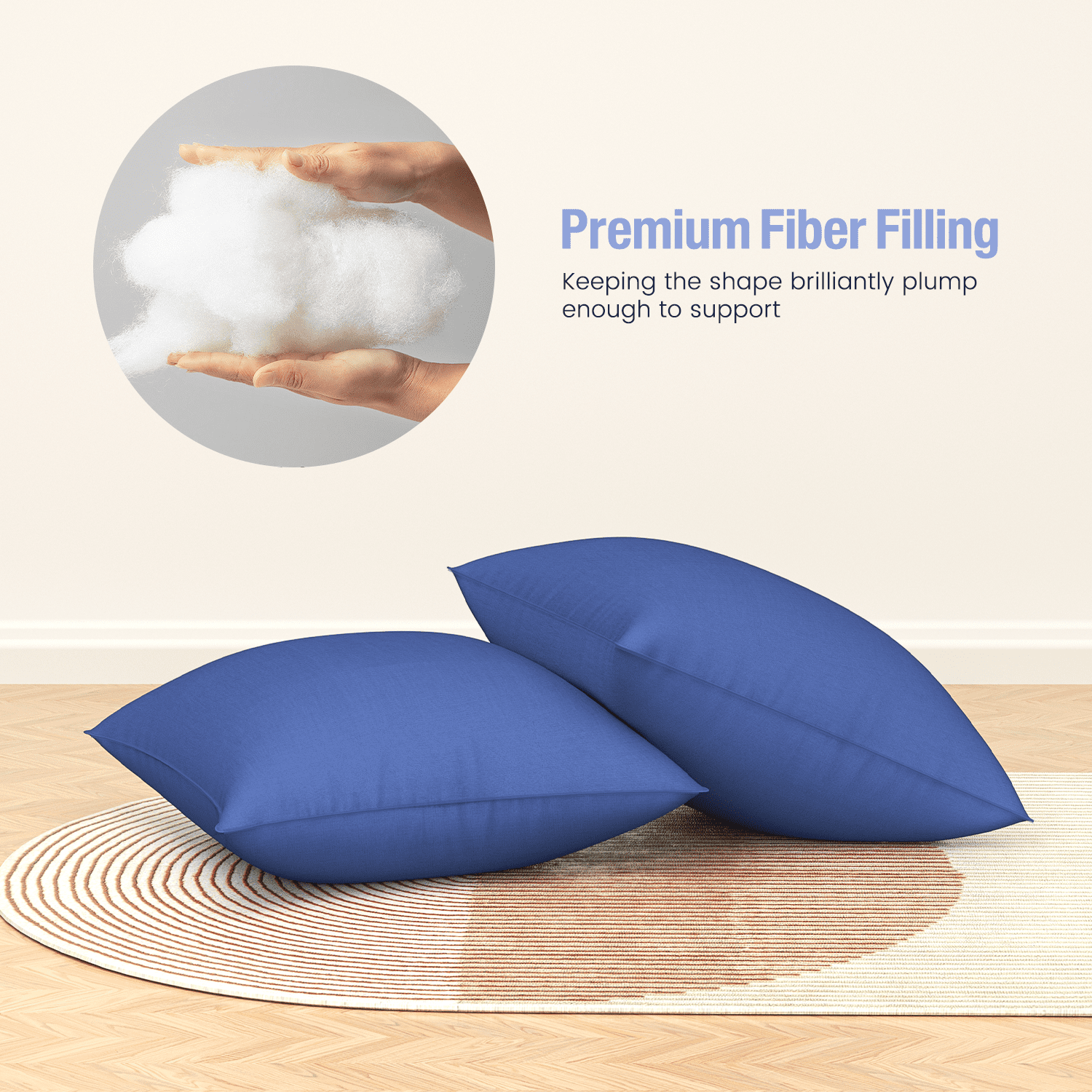 Decorative Plump Throw Pillow Inserts Set of 2, Indoor Decorative 18x18 inches Square Pillows for Couch, Sofa, Bed, Supportive Cushion... - Decorative Throw Pillow Cushion for Sofa & Bed Detail